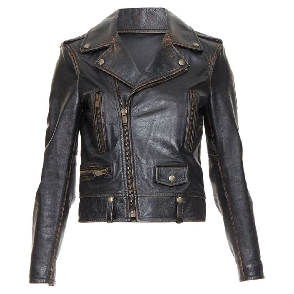 Saint Laurent Thunder Studded distressed calfskin jacket